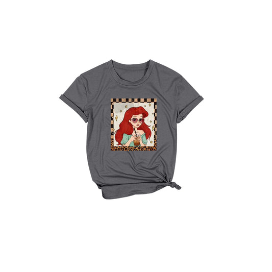 (Custom Design Preorder MOQ 5 Each Item) Cartoon Princess Grey Print Mom and Me Matching Clothes