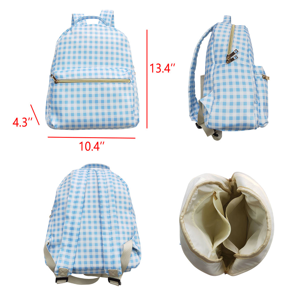 BA0087 Kids Bag Blue Checkered Backpack