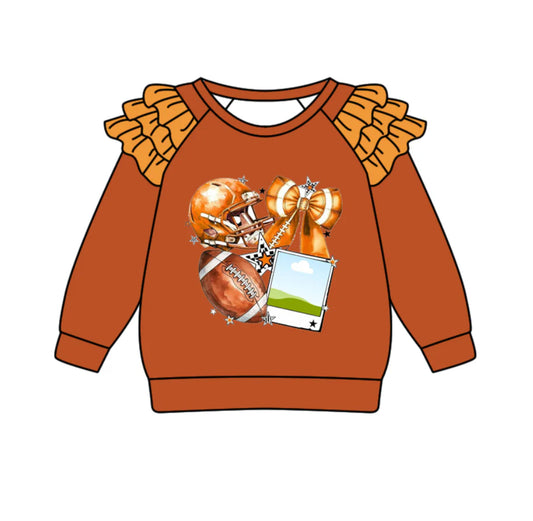 (Custom Design Preorder MOQ 5 Each Item) Team's Brown Print Long Sleeve Tee Shirts Top Mom and Me Matching Clothes