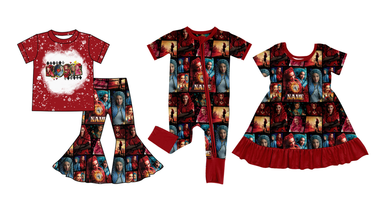 11.20(Custom Design Preorder MOQ 5 Each Design) Cartoon Descendant* Plaid Print Girls Matching Clothes Sisters Wear