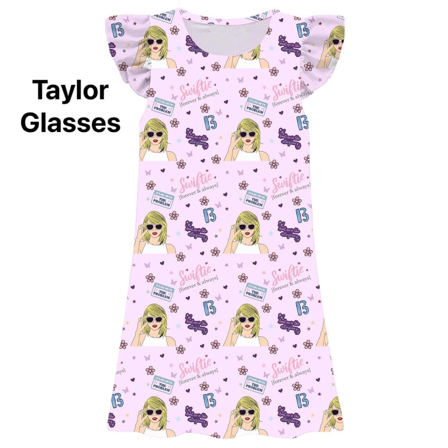 (Custom Design Preorder MOQ 5) Singer Swiftie Print Girls Summer Knee Length Dress