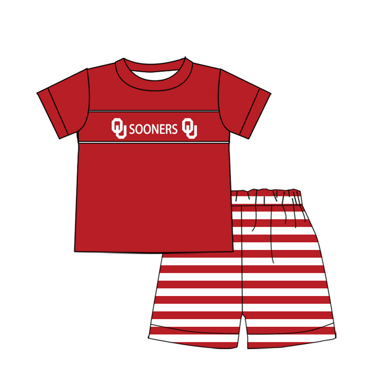 1.7(Custom Design Preorder MOQ 5 Each Design) Team's SOONERS Print Kids Summer Matching Clothes Sibling Wear