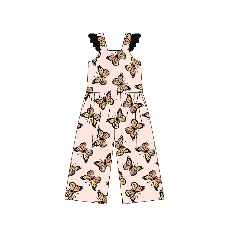 (Custom Design Preorder MOQ 5) Butterfly Print Girls Summer Jumpsuits
