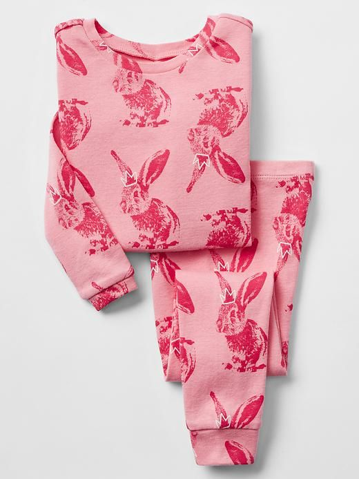 (Custom Design Preorder MOQ 5) Pink Bunny Girls Easter Pajamas Clothes Set