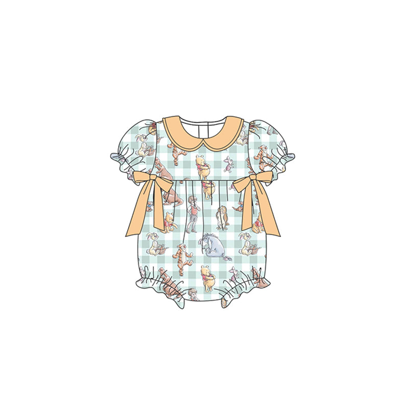 (Custom Design Preorder MOQ 5) Cartoon Animals Print Baby Girls Summer Romper