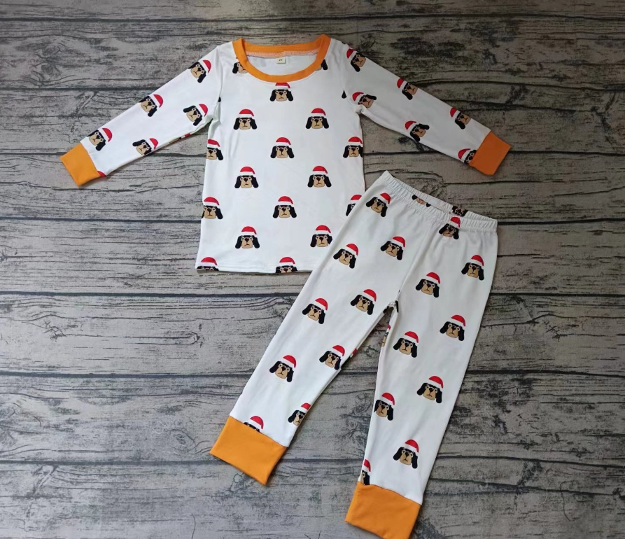 (Custom Design Preorder MOQ 5) Team's Orange T Print Boys Pajamas Clothes Set