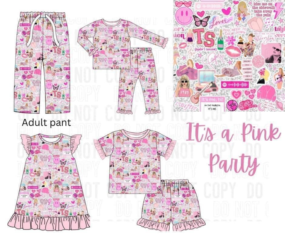 (Custom Design Preorder MOQ 5) Pink Singer Print Girls Summer Knee Length Dress