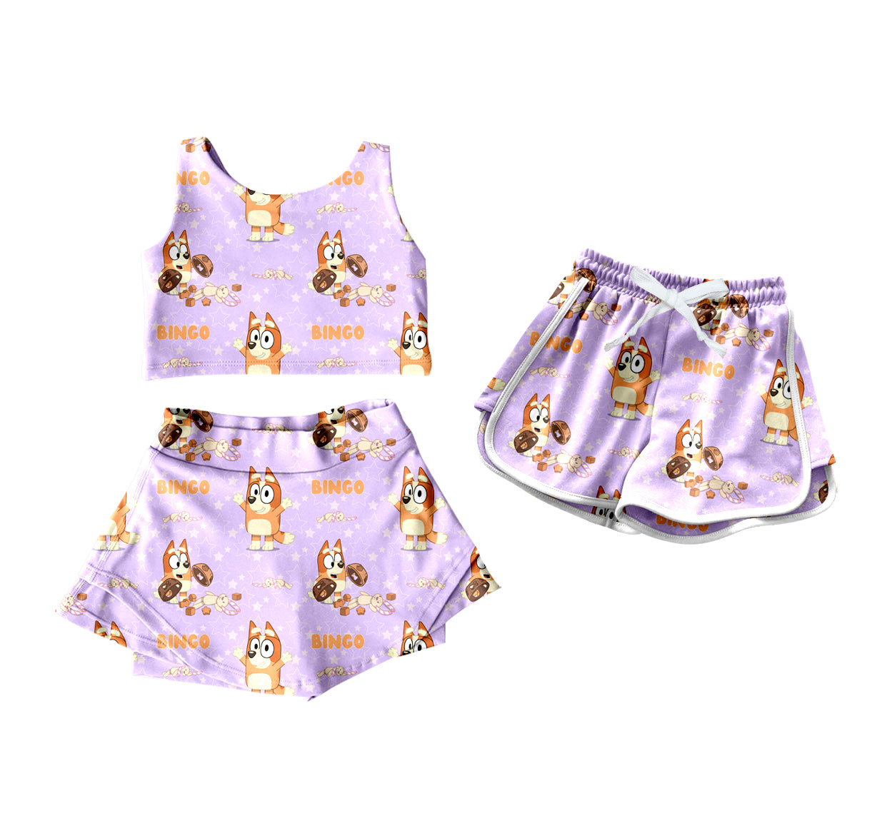 4.12(Custom Design Preorder MOQ 5 Per Item) Cartoon Dog Print Girls Summer Yoga Outfits & Shorts