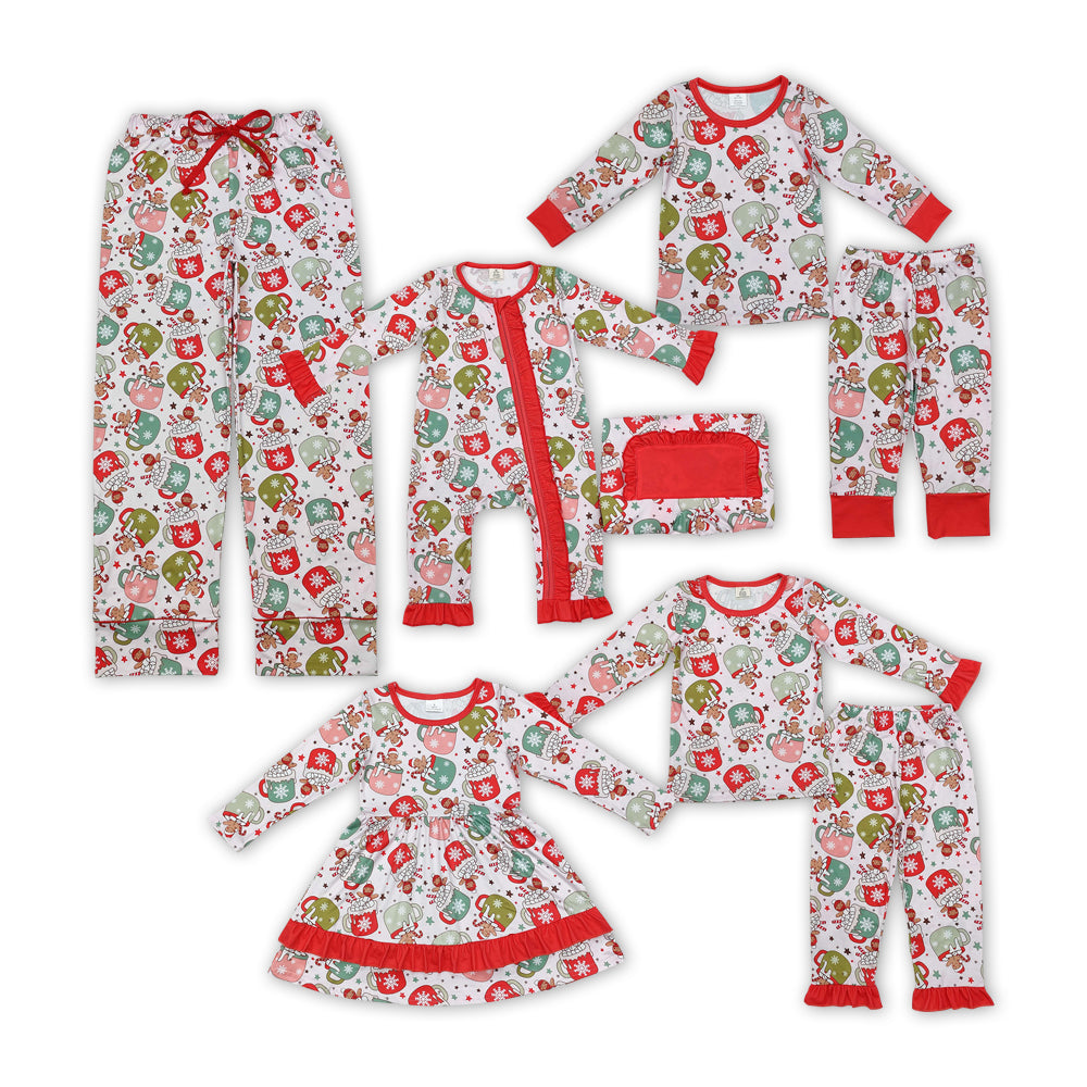 Gingerbread Milk Print Family Christmas Pajamas Matching Clothes
