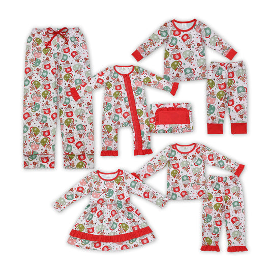Gingerbread Milk Print Family Christmas Pajamas Matching Clothes