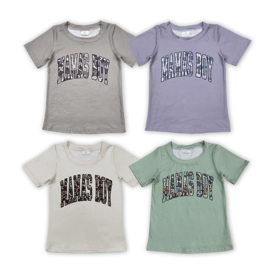 4 Colors MAMA'S BOY Camo Print Boys Summer Tee Shirts Top Brothers Wear