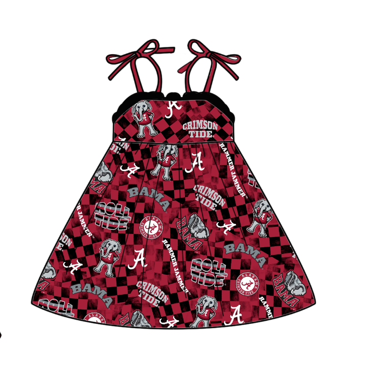 (Custom Design Preorder MOQ 5 Each Design) Team's Alabama Print Kids Summer Matching Clothes Sibling Wear