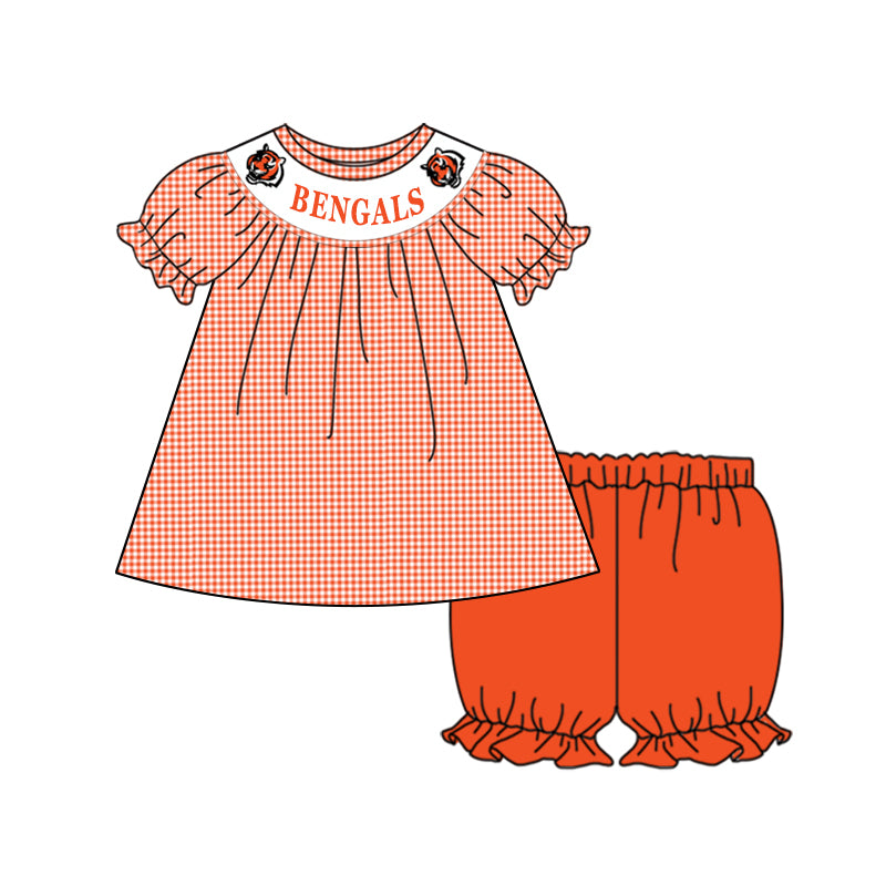 (Custom Design Preorder MOQ 5) Team's BENGALS Print Girls Summer Clothes Set