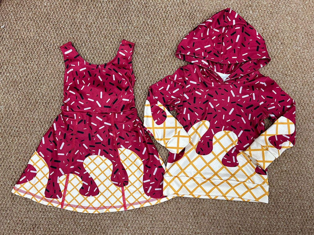 5 Colors Sprinkles Girls Yoga Dress & Boys Hoodie Top Sibling Matching Clothes