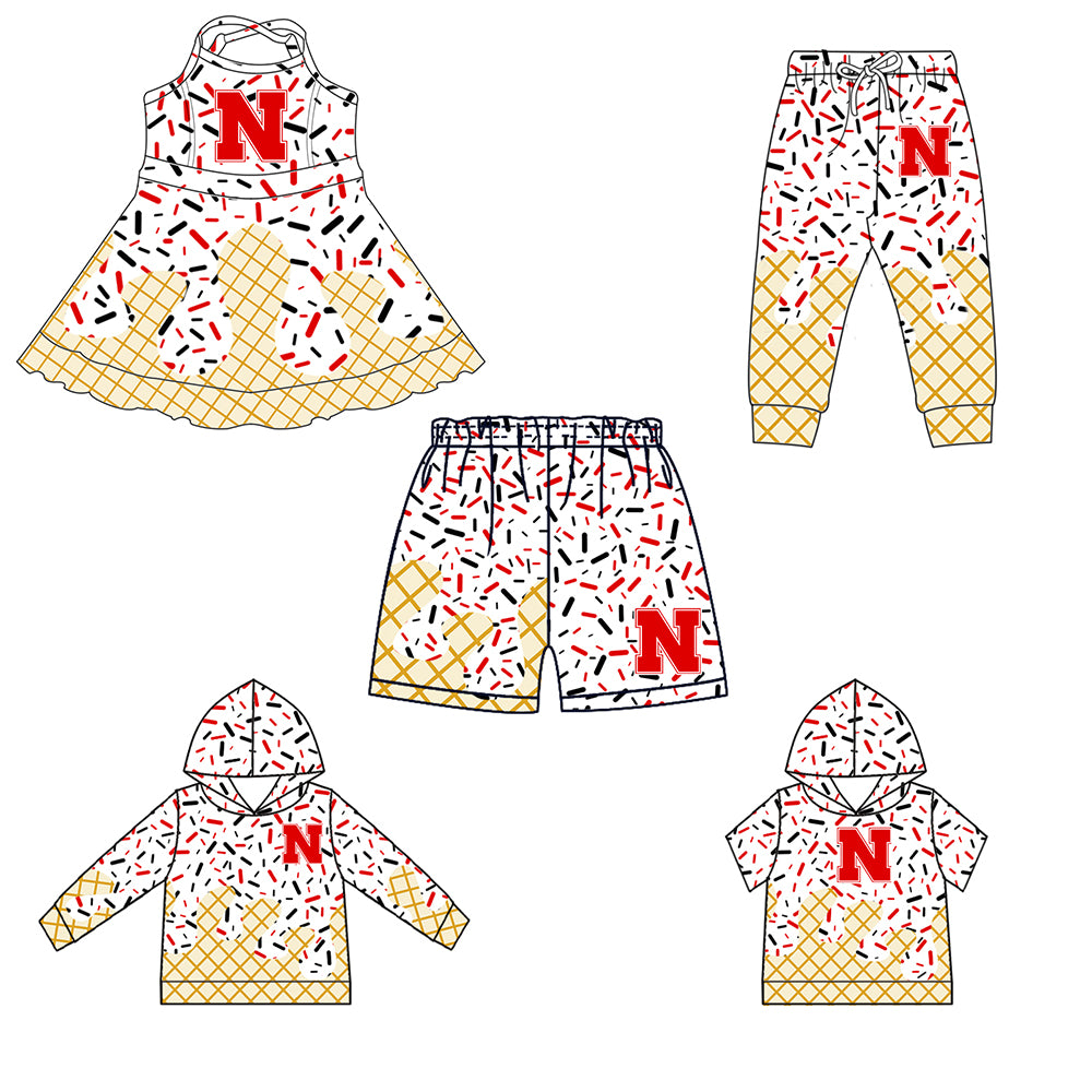 (Custom Design Preorder MOQ 5 Each Item)Team's N Sprinkles Print Sibling Matching Clothes