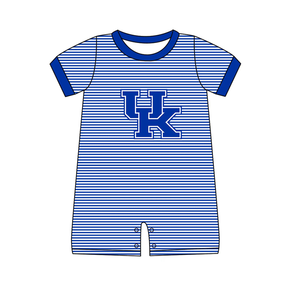 (Custom Design Preorder MOQ 5) Team's Kentucky Stripes Print Baby Boys Summer Romper