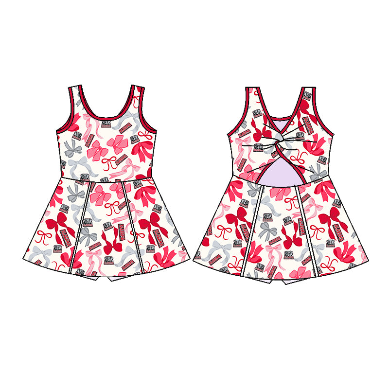(Custom Design Preorder MOQ 5 Each Color) Team's ALABAMA Bows Print Girls Summer Clothes Sisters Matching Wear