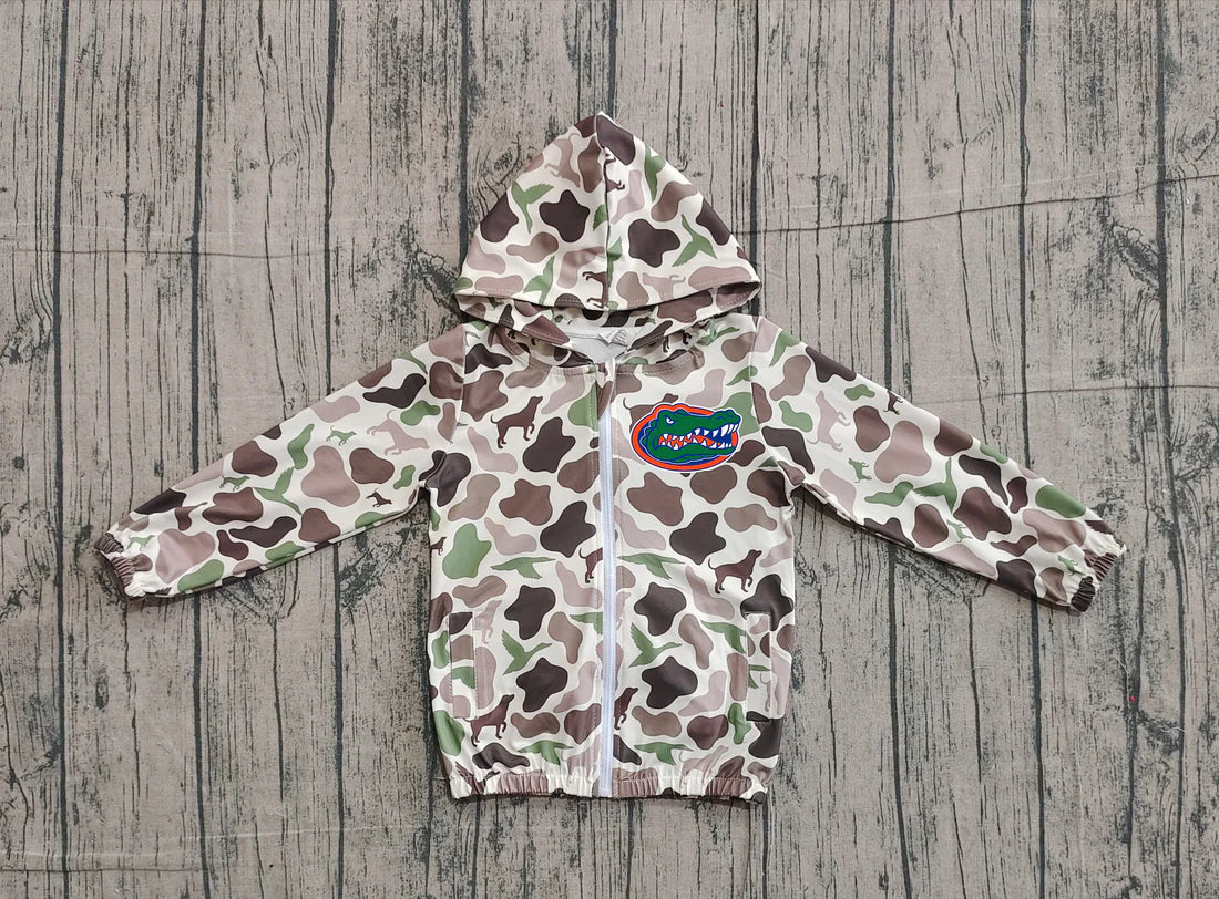 (Custom Design Preorder MOQ 5 Each Item) Team's Florida Green Brown Camo Print Kids Fall Zipper Hoodie Jackets Top Mom and Me Matching Clothes