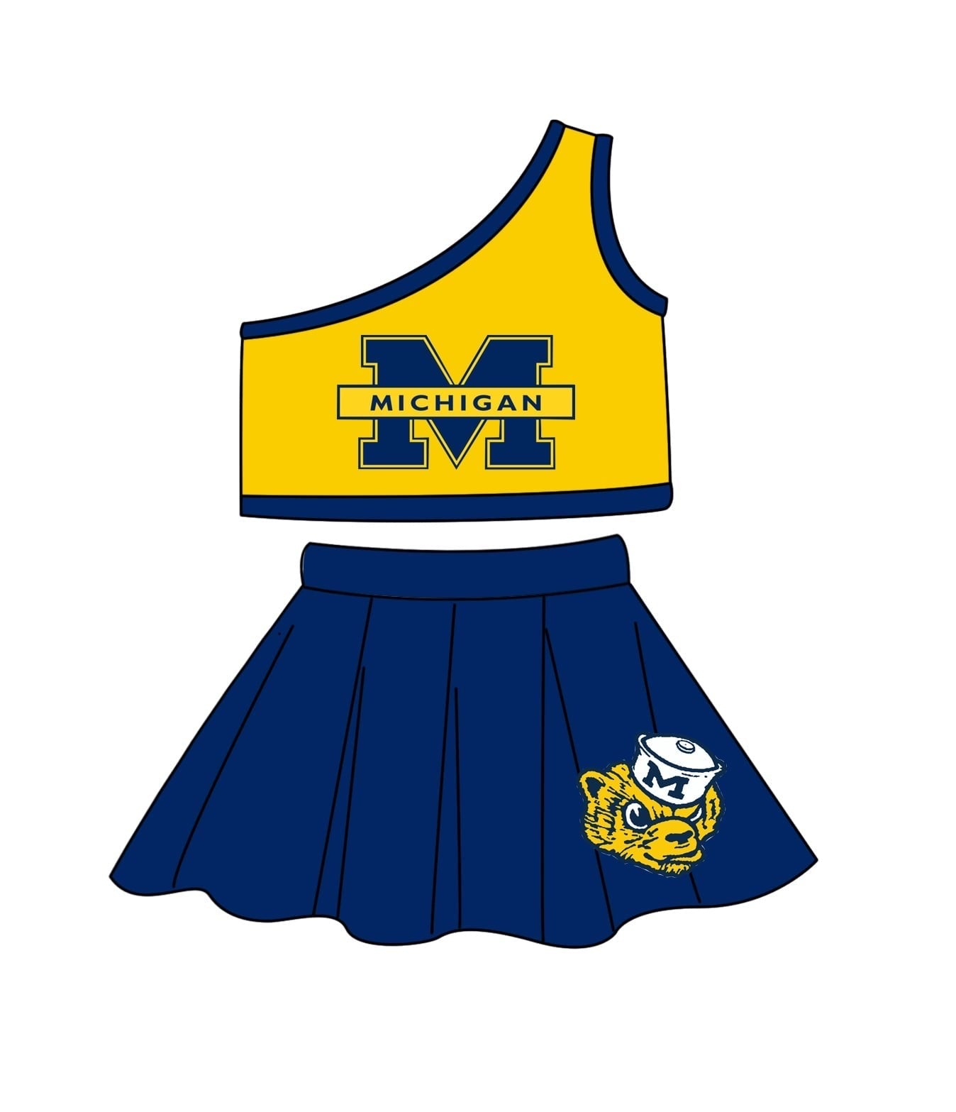 (Custom Design Preorder MOQ 5) Team's MICHIGAN Print Girls Skirts Clothes Set