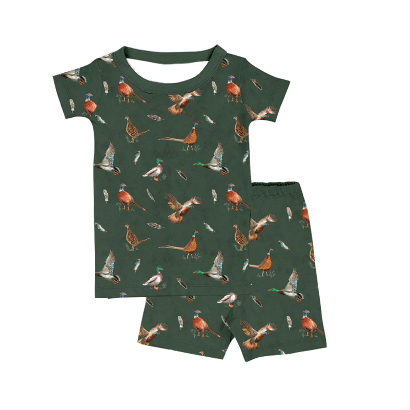 (Custom Design Preorder MOQ 5) Wild Duck Print Boys Summer Pajamas Clothes Set