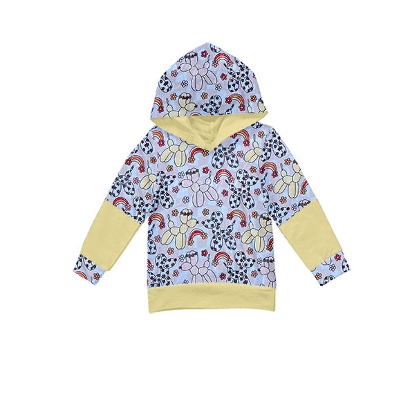 (Custom Design Preorder MOQ 5) Balloon Rainbow Flowers Print Girls Hoodie Top