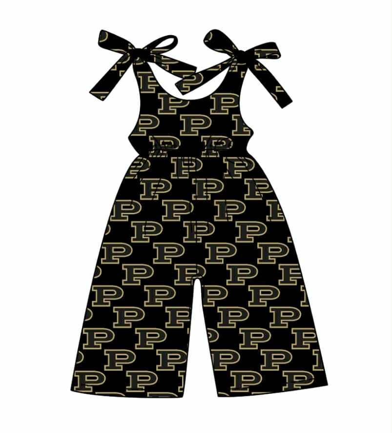 (Custom Design Preorder MOQ 5 ) Team's PURDUE Print Girls Summer Jumpsuits