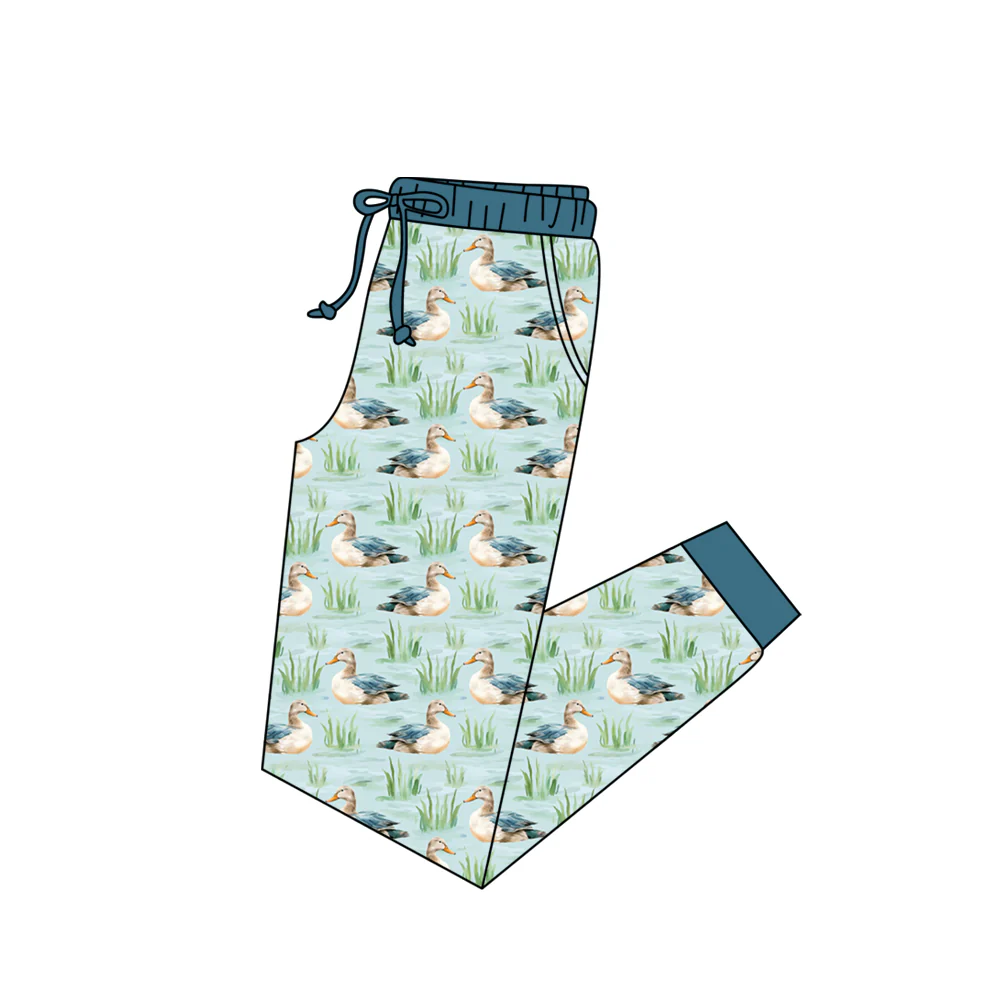 (Custom Design Preorder MOQ 5) Adult Green Duck Print Man Pajamas Pants