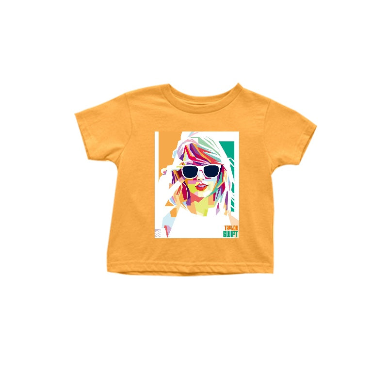 (Custom Design Preorder MOQ 5) Mustard Singer Swiftie Print Girls Summer Tee Shirts Top