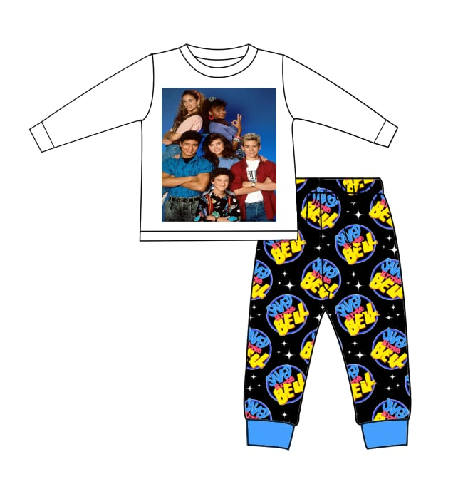 (Custom Design Preorder MOQ 5) Saved By The Bell Print Boys Clothes Set