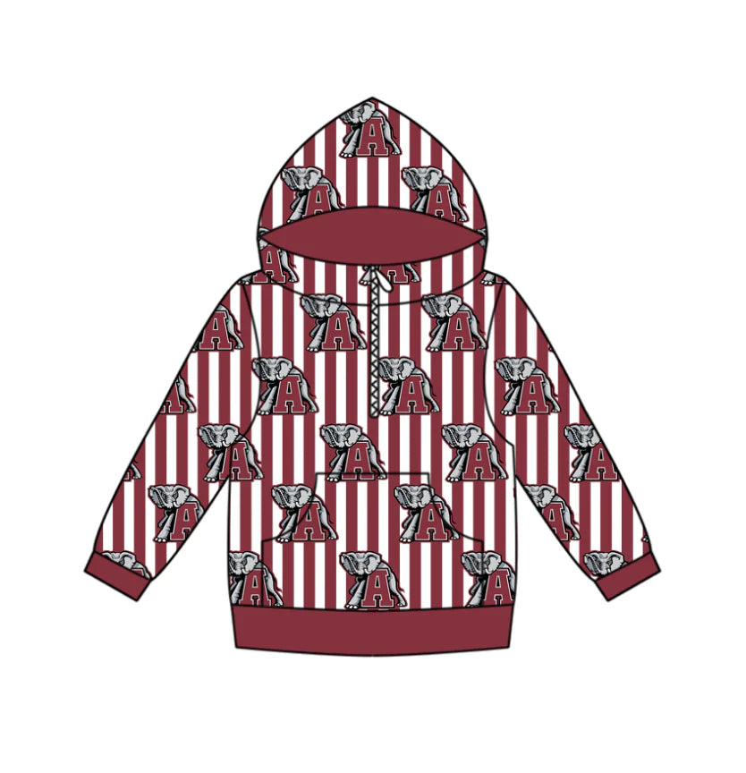 (Custom Design Preorder MOQ 5 Each Design) Team's Alabama Print Hoodie Zipper Top Mom and Me Matching Clothes