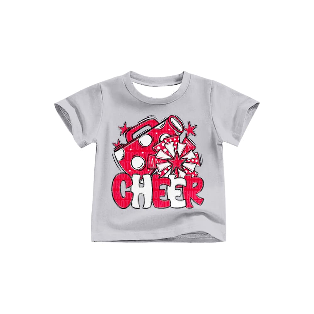 (Custom Design Preorder MOQ 5) D6-29 Cheer Red Star Top Blue Bell Jeans Girls Clothes Set