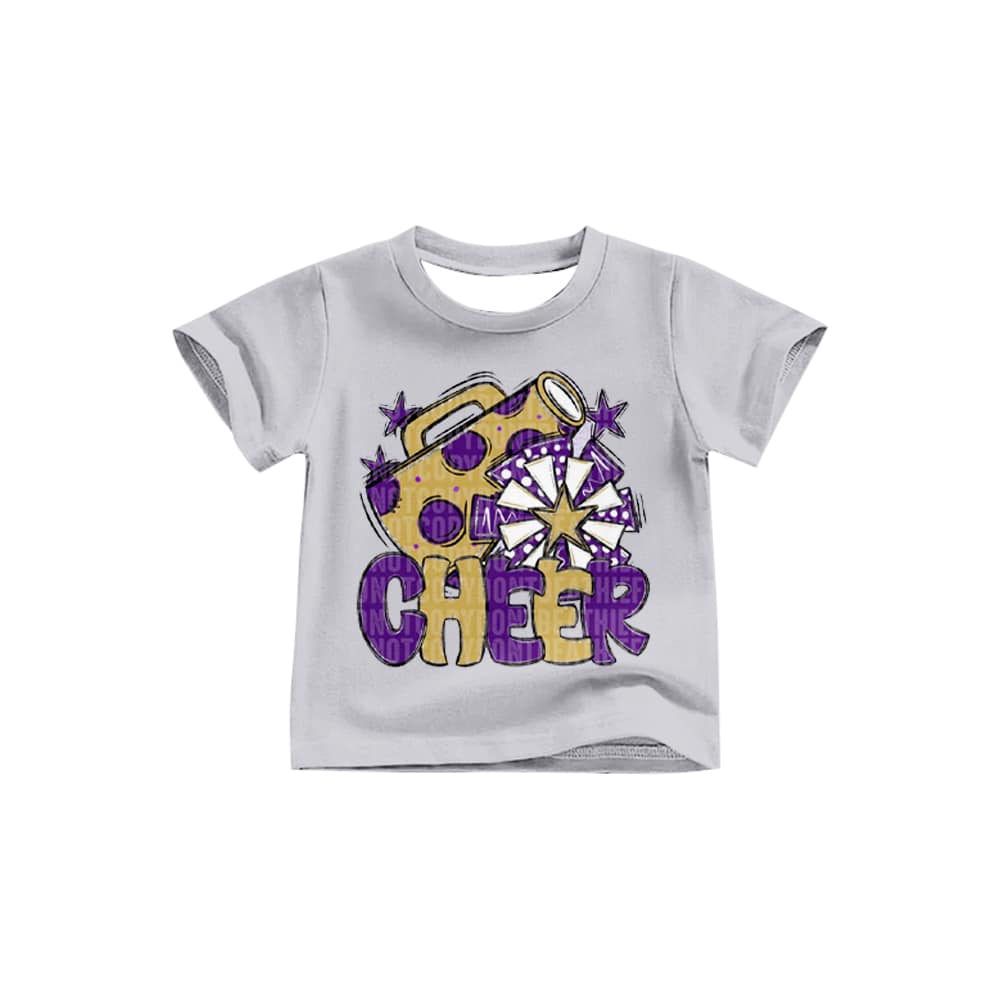 (Custom Design Preorder MOQ 5) D6-29 Cheer Purple Star Top Blue Bell Jeans Girls Clothes Set