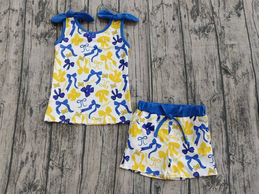 (Custom Design Preorder MOQ 5) Team's MICHIGAN Top Pockets Shorts Girls Summer Clothes Set