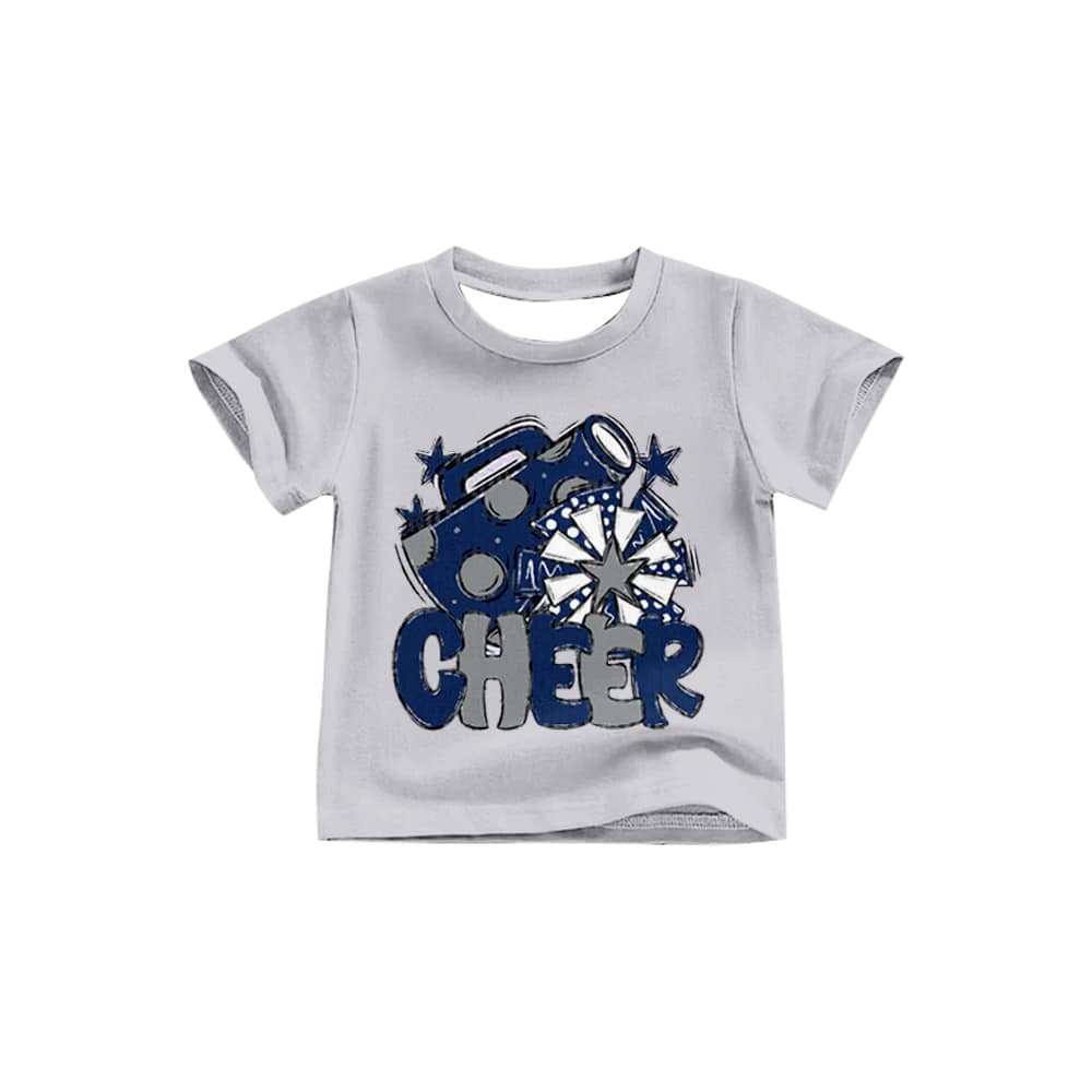 (Custom Design Preorder MOQ 5) D6-29 Cheer Navy Star Top Blue Bell Jeans Girls Clothes Set