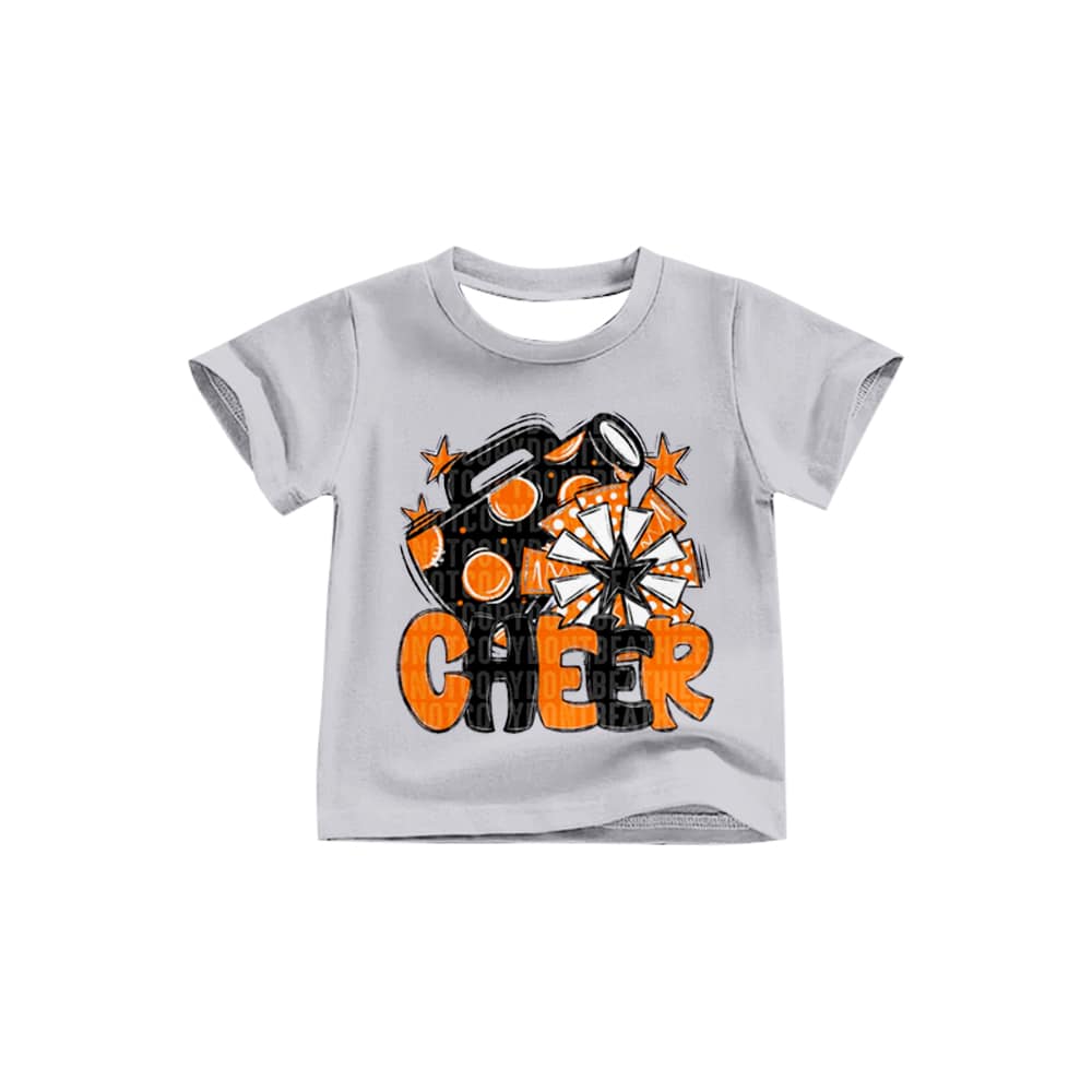 (Custom Design Preorder MOQ 5) D6-29 Cheer Orange Star Top Blue Bell Jeans Girls Clothes Set