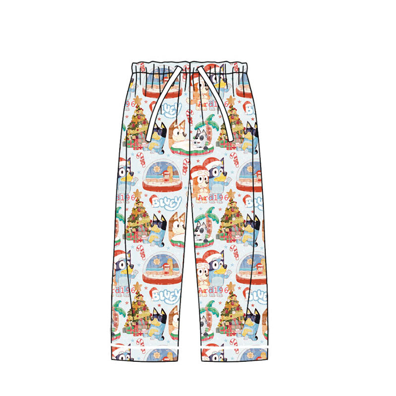 (Custom Design Preorder MOQ 5) Adult Cartoon Dog Print Woman Christmas Pajamas Pants