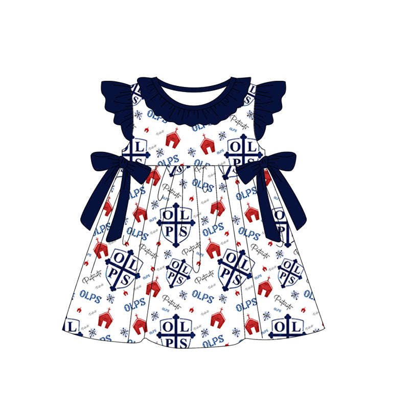 (Custom Design Preorder MOQ 5) Team's Patriots OLPS Print Girls Knee Length Dress