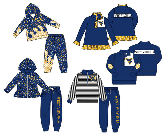 (Custom Design Preorder MOQ 5 Each Item)Team's WEST VIRGINIA Print Sibling Matching Clothes