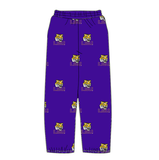 (Custom Design Preorder MOQ 5 Each Item) Team's LSU Tigers Print Bottom Pants Mom and Me Matching Clothes