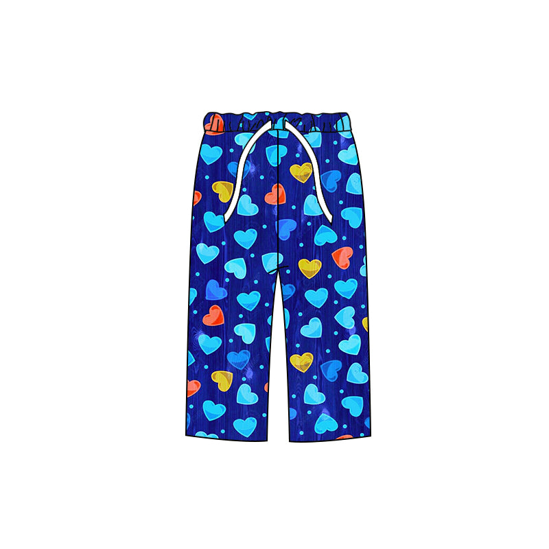 (Custom Design Preorder MOQ 5) Blue Blue Heart Print Adult Pajamas Pants