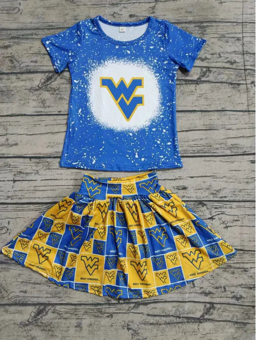 (Custom Design Preorder MOQ 5) Team's WV Print Shorts Skirts Girls Summer Clothes Set