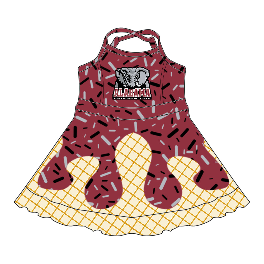 (Custom Design Preorder MOQ 5 Each Item)Team's Alabama Sprinkles Print Sibling Matching Clothes