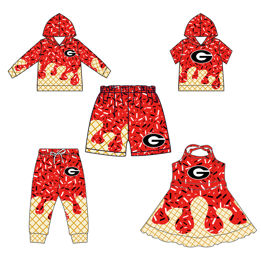 (Custom Design Preorder MOQ 5 Each Item)Team's Georgia Sprinkles Print Sibling Matching Clothes