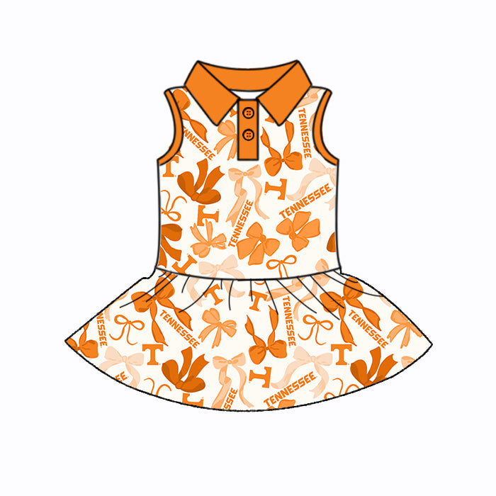 (Custom Design Preorder MOQ 5 Each Color) Team's TENNESSEE Bows Print Girls Summer Clothes Sisters Matching Wear