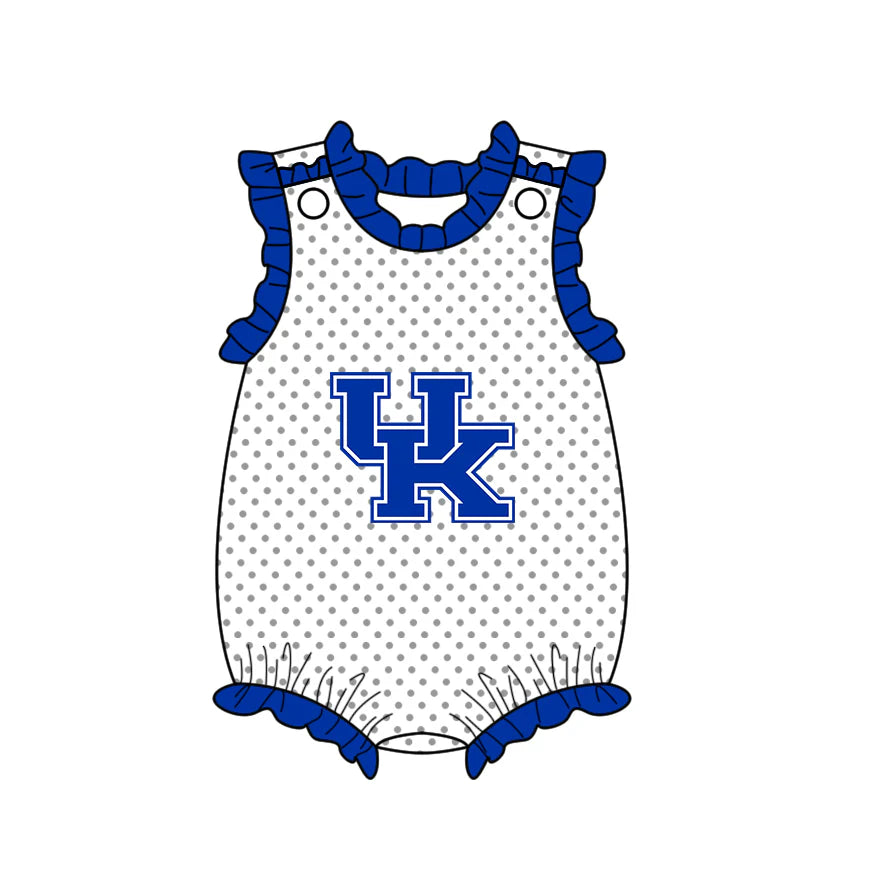 (Custom Design Preorder MOQ 5) Team's Kentucky Dots Print Baby Girls Summer Romper