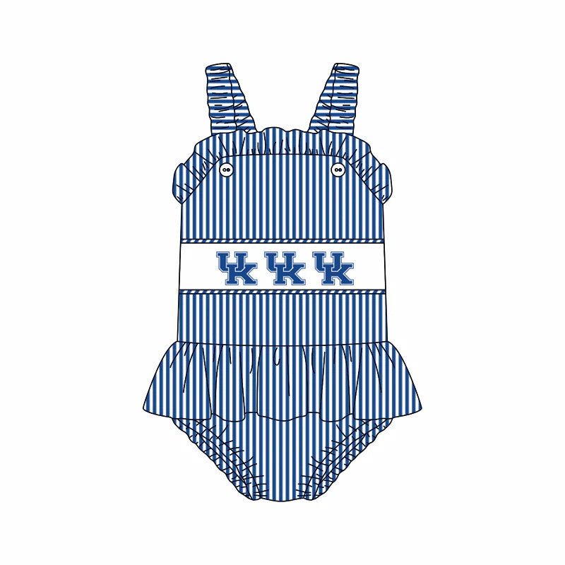(Custom Design Preorder MOQ 5) Team's Kentucky Stripes Print Girls 1 Piece Swimsuits