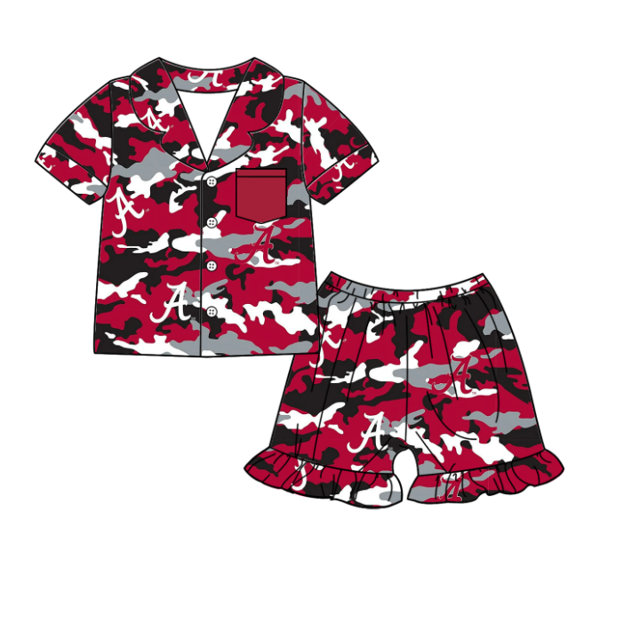 (Custom Design Preorder MOQ 5 Each Design) Team's Alabama Camo Print Kids Summer Matching Clothes Sibling Wear
