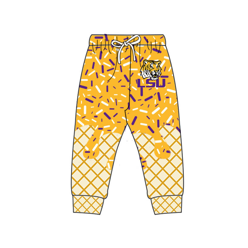 (Custom Design Preorder MOQ 5 Each Item)Team's LSU Tigers Sprinkles Print Sibling Matching Clothes