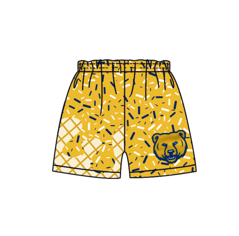 (Custom Design Preorder MOQ 5 Each Design) Team's Bear Sprinkles Print Summer Bottom Shorts Mom and Me Matching Clothes