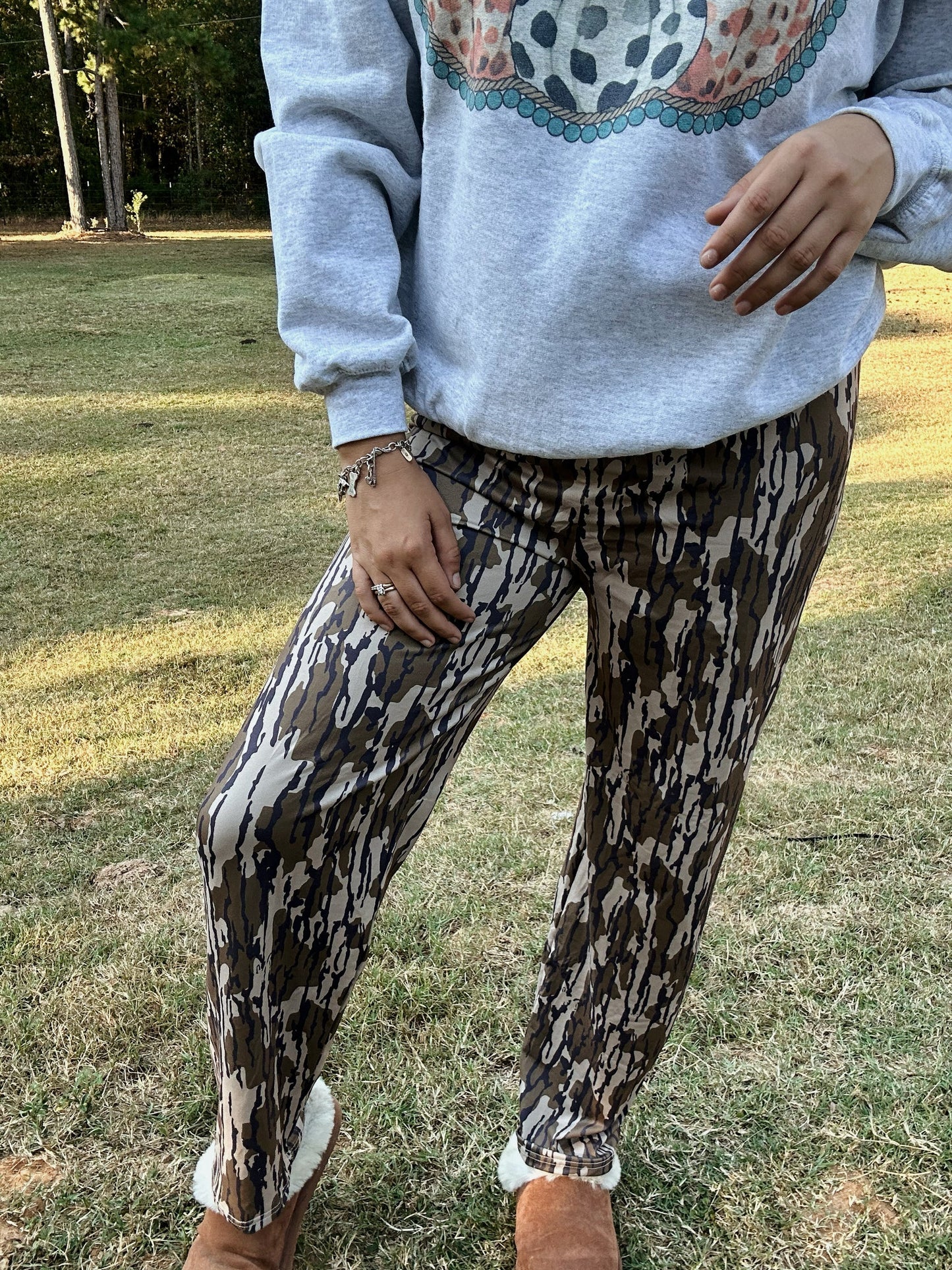Adult 4 Colors Camo Print Woman Pockets Yoga Pants Bottom Joggers